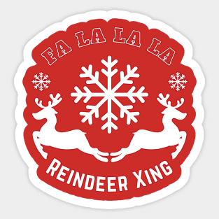 Reindeer Xing - Christmas Reindeer and Snowflakes Sticker